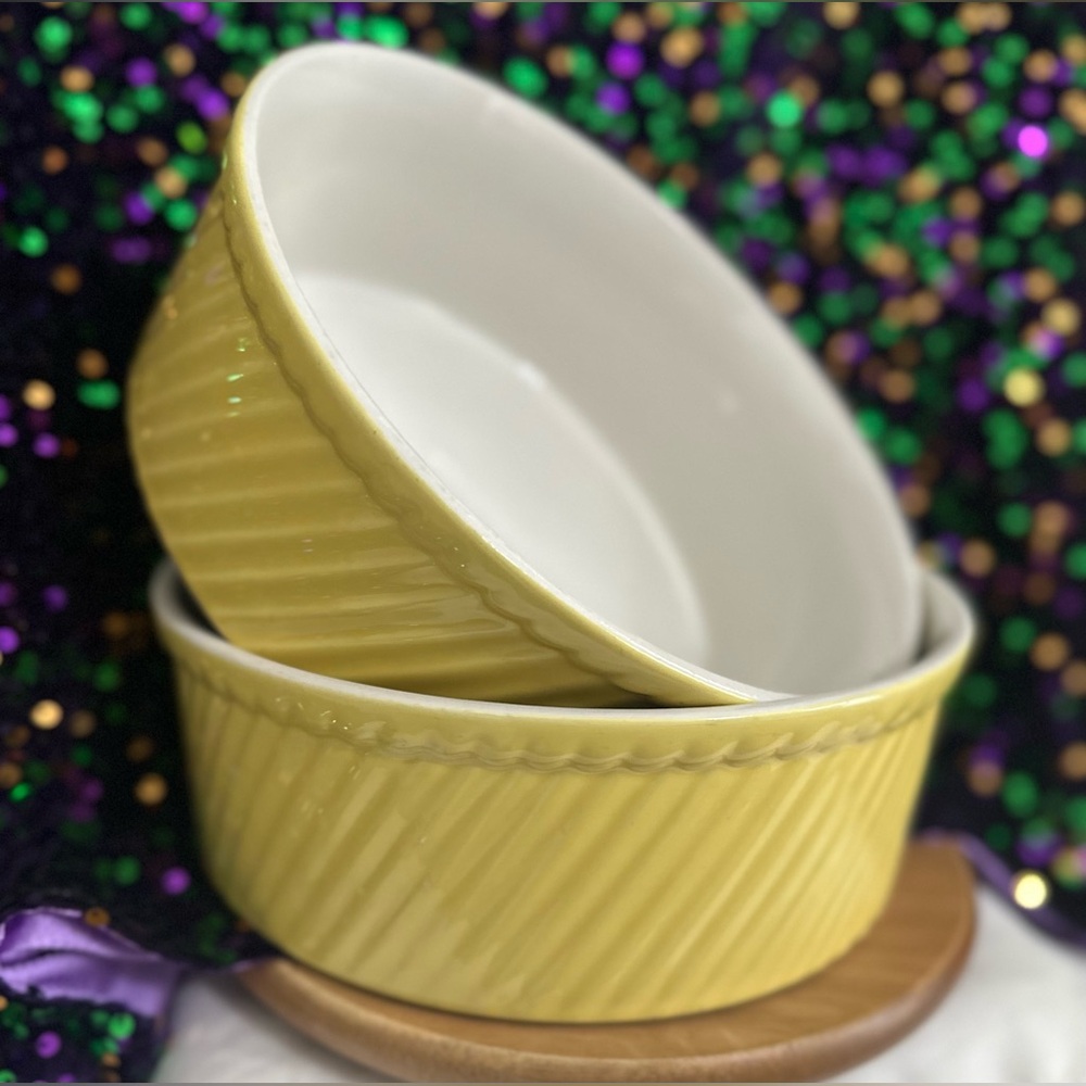 Yellow Ceramic Bowls. Pair. Hall.